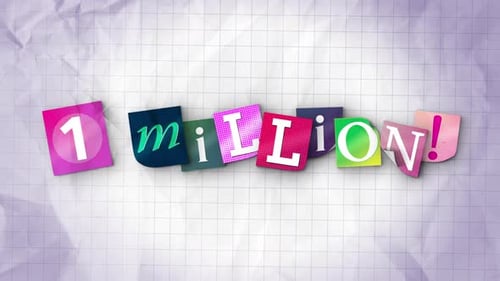 Colorful Paper Cutout 1 Million Text Reveal Animation