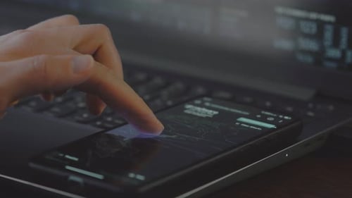 Hand Using Smartphone with Digital Map Technology