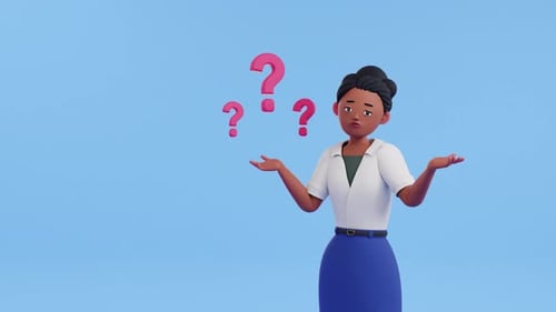 3D Animated Woman Thinking and Asking Questions