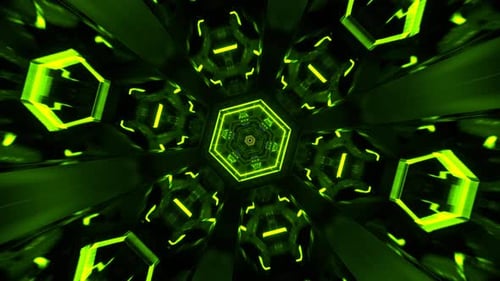 Purple And Green Strobe Hexagoned Tunnel Background Vj Loop In 4K