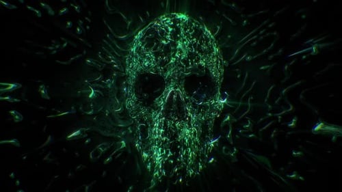 Glowing Liquid Skull Abstract Animation Loop