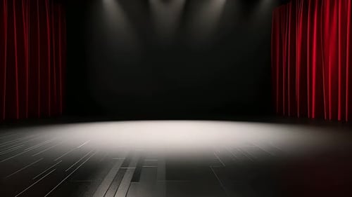 Red Curtain Stage Logo Reveal with Spotlights