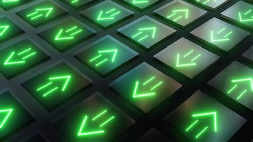 Illuminated green arrow buttons in a grid