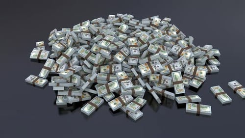 Animated Growing Pile of Hundred Dollar Bills