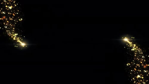 Golden Particles Moving Glitter, lumière étincelante. Particules de poussière Trail scintille en arrière-plan 4K. Naissances