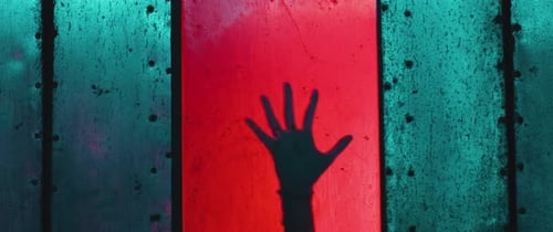 Shadow Hand Reaching on a Red Background