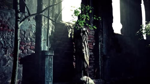 Decaying Monastery With Tree in Background