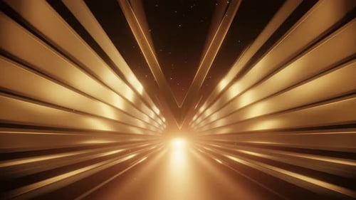 Abstrakter goldener futuristischer Korridorhintergrund für die Videoproduktion