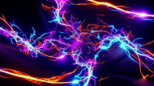 Abstract lightning electrical bolts animation loop with glow