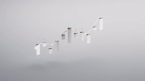 Metallic candlestick chart with white background