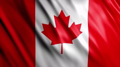 Realistic Canadian Flag Waving Seamless Loop Animation