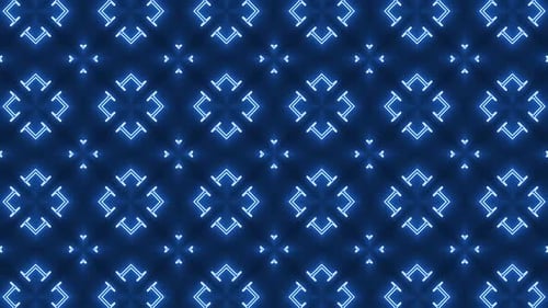 Abstract Neon Blue Geometric Kaleidoscope Pattern Background