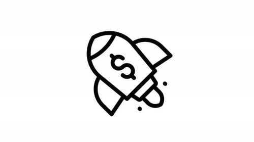 Animated Minimalist Business Rocket with Dollar Sign Icon