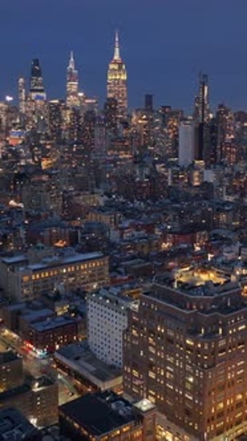 Night Skyline of New York Skyline At Manhattan In New York United States.