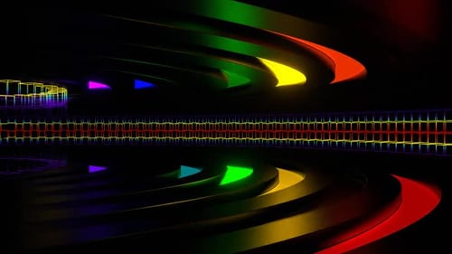 Movement Along The Multicolor Neon Ring Background Vj Loop In HD