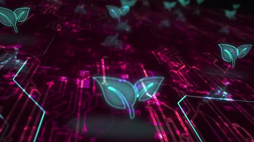 Ecology and eco friendly technology symbols loop cyber concept