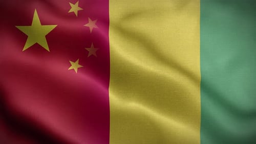 Dynamic Waving Flags of China and Guinea