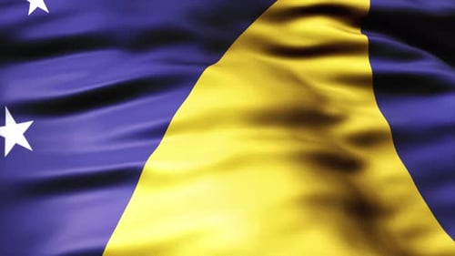 Animated Waving Blue and Yellow Flag with Stars