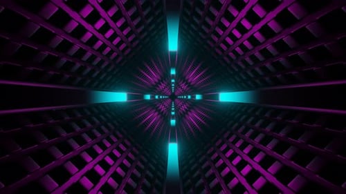 Pink And Cyan Neon Corners Tunnel Background Vj Loop In 4K