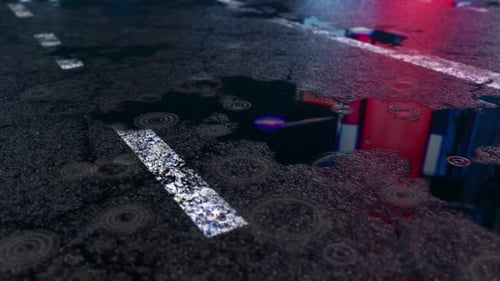3D-Regenstraße-Landschaftsanimation V2