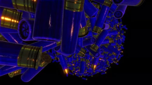 Swirling Blue Shotgun Shells 3D Motion Graphic