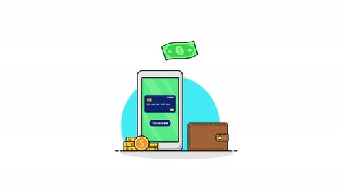 Flat Design Mobile Payment and Money Transfer Animation