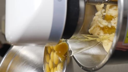 Mixing Dough with Golden Egg Yolks in a Processor
