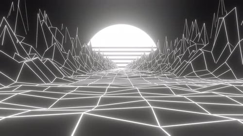 Route cyberpunk rétro 4K vers une boucle urbaine de science-fiction