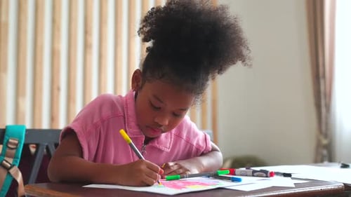 School Classroom Kids During an Art Class