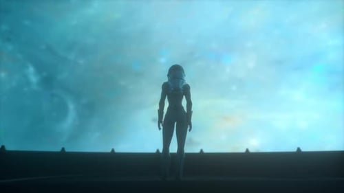 Distant Celestial Body in Sci-Fi Space Background