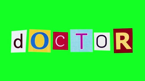 Le mot Docteur sur fond vert créé à partir de lettres sur du papier pliable et déballé