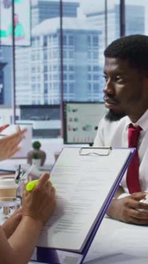 Business Meeting in Modern Office in City