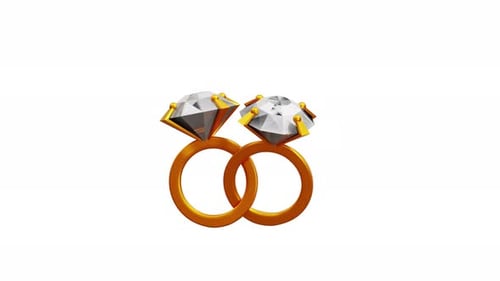 Rotating Gold Diamond Rings Wedding Engagement Animation