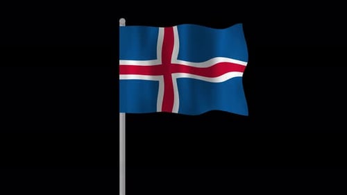 Realistic Waving Flag of Iceland Animation