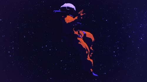 Abstract Astronaut Floating in Space Loop Animation