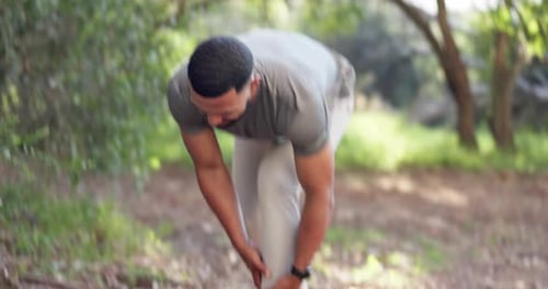 Fitness, running and ankle pain with man in park for sports injury, accident and emergency