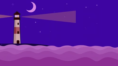 Leuchtturm am Strandhügel, Cartoon-Animationshintergrundvideo