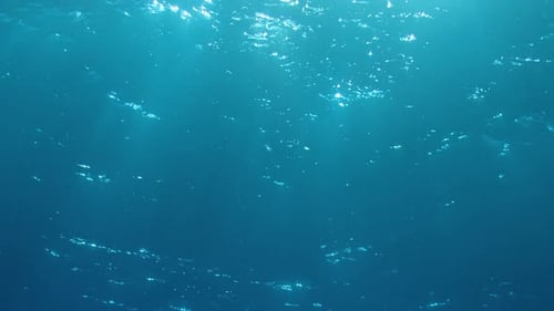 Sun penetrating ocean surface. Underwater god rays vfx background element.