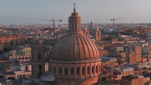Aerial View of the Valletta Cityscape at Sunset