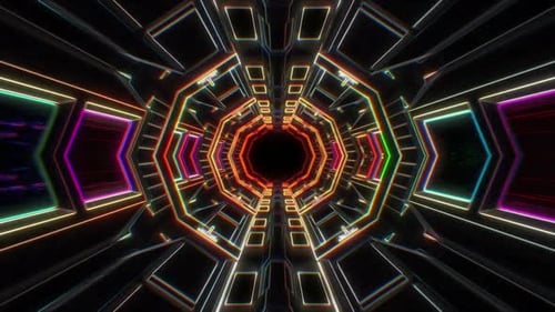 Futuristic Neon Lines Tunnel