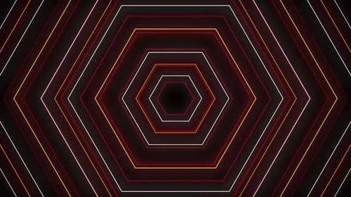 Geometric Neon Lines Hexagon Tunnel Loop