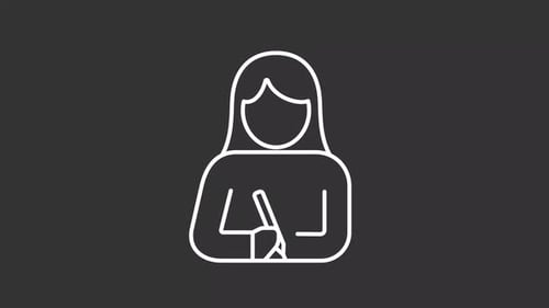 Animated Flat Design Icon of a Woman Writing