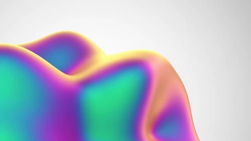Amazing moving shiny colorful organic object abstract on white and grey background. Loop motion.