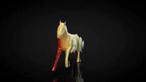 Abstract 3D Horse Slicing and Galloping Animation