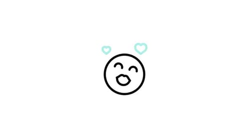 Minimalist Kissing Emoji Animation with Floating Hearts