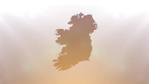 Glowing Pixel Grid Map of Ireland Reveal Animation