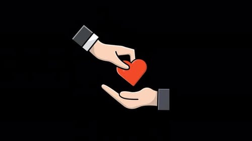 Animated Hands Giving Heart Flat Design Icon