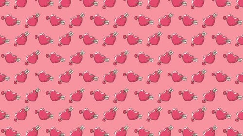 Animated Love Hearts with Cupid Arrows Seamless Pattern Background