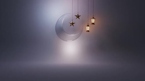 Ramadan Mubarak Celebration Opener with Moon and Lanterns