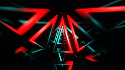 Turquoise And Red Infinity Neon Triangle Portal Background Vj Loop I 4K